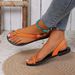 Large Flat Fashionable Slippers For Women's 2025 New Trendy Clip Toe Round Head Beach Shoes_vogvips.com
