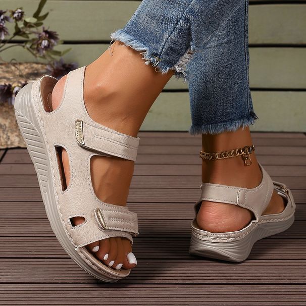 Summer New Hollowed-out Wedge Sandals Over Flat Sandals_vogvips.com