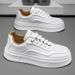 Spring New Breathable Leather Surface White Men's Versatile Thick Soled Sports Casual Board Trendy Shoes_vogvips.com