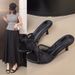 2025 Summer New European And American Style Women's Thin Heel Sandals With Bowknot Mesh Design, Elegant High Heels, Size_vogvips.com