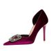 1363-K83 Banquet Thin Heels Thickened Suede Pointed Side Hollow Metal Water Diamond Buckle Ultra High Heel Single Shoes_vogvips.com