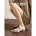 Women's Summer Backless Square Toe Mule Sandals Chunky Heeled Slippers Sheepskin Outdoor Wear_vogvips.com