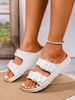 Women's Youth Mules New Summer Retro Casual Slip-On Shoes Eva One-Piece Double-Strap Half-Slip Flat Slippers With Adjustable Buckle_vogvips.com