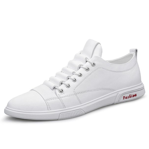 Little White Shoes Men's Outdoor Sports And Leisure Shoes Men's Elastic Band Board Shoes Irst Layer Cowhide Sot Leather Thin_vogvips.com