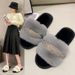 Women’s Shoes Fur Crystal Flat Slippers With Diamonds Fashion High And Low Wool, Cotton Slippers_vogvips.com