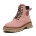 Grape Mom Same ~ Genuine Leather Yellow Martin Thick Sole Short British Style Boots 42 Large Size 41-43_vogvips.com