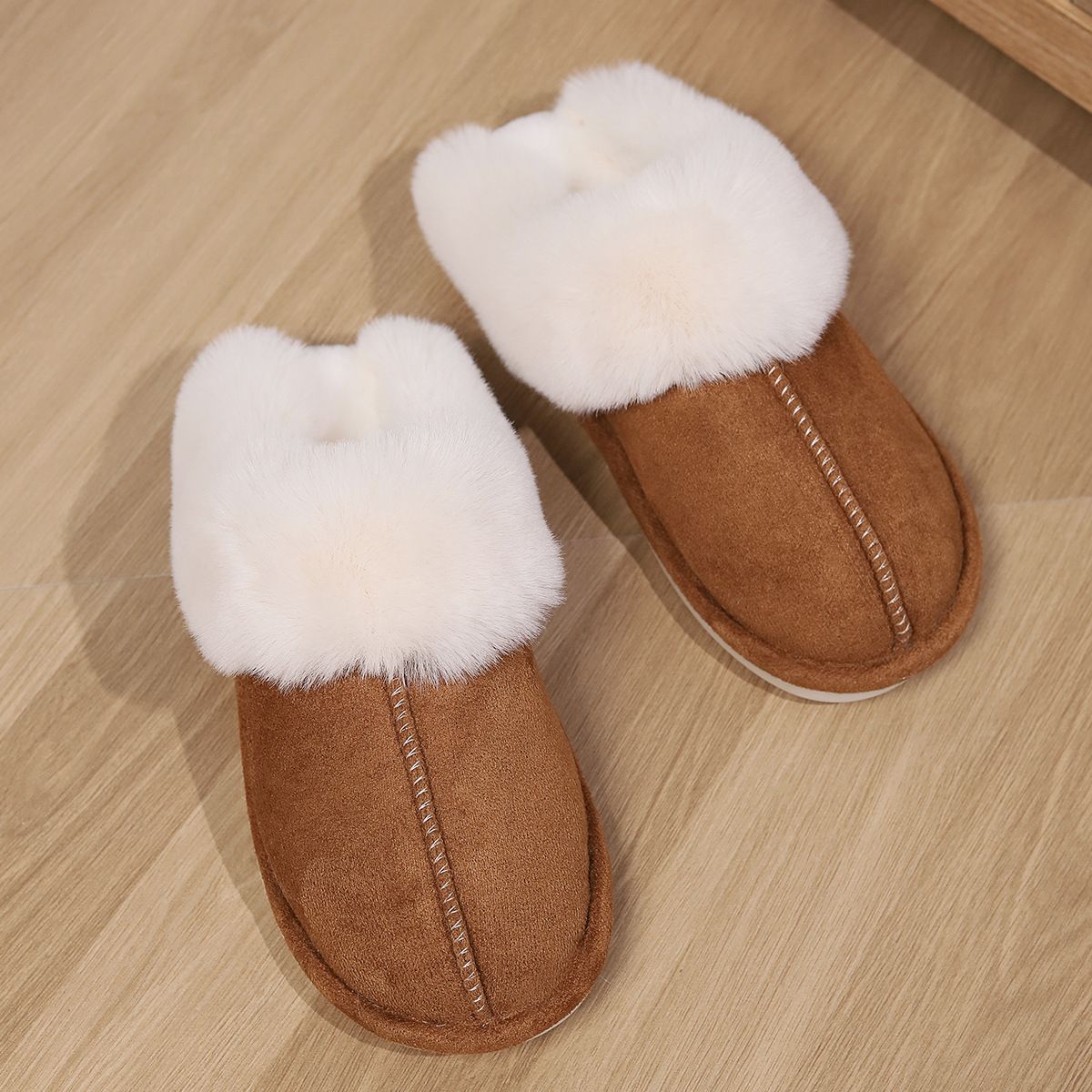 Cozy Plush Indoor Slippers With Non-Slip TPR Sole For Men And Women - Soft Fleece Lining, Warm Winter House Shoes, Round Toe Design_vogvips.com