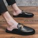 Brand Designer Mens Casual Diamond Leather Luxury Business Italian 38~47 Men Half Shoes Drop Ship Mules Man Black Slides_vogvips.com