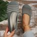 New Plus Size Women's Flying Woven Single Shoes For Women 2025 New Mesh Breathable Round Toe Flat Bottom One Foot Lazy_vogvips.com