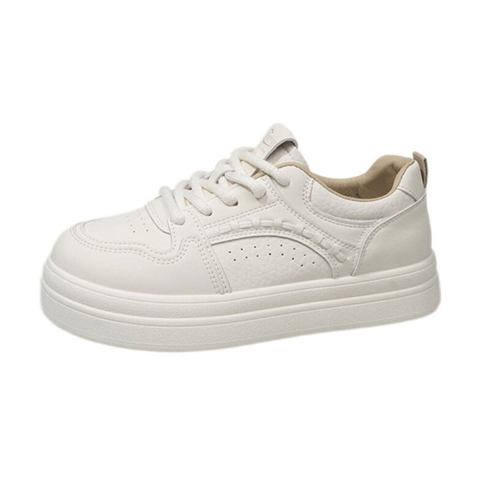 Genuine Leather White Shoes Women, Soft Sole, Comfortable For The Feet, 2026 New Early Spring Women's Casual Sports_vogvips.com