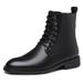 High top shoes Fashion casual pointed side zipper lace-up leather boots_vogvips.com