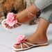 Fairy Fashionable Thai Butterfly Flower Decorated Casual Flat Slippers Summer New Solid Color Lightweight Open-toed Slippers_vogvips.com