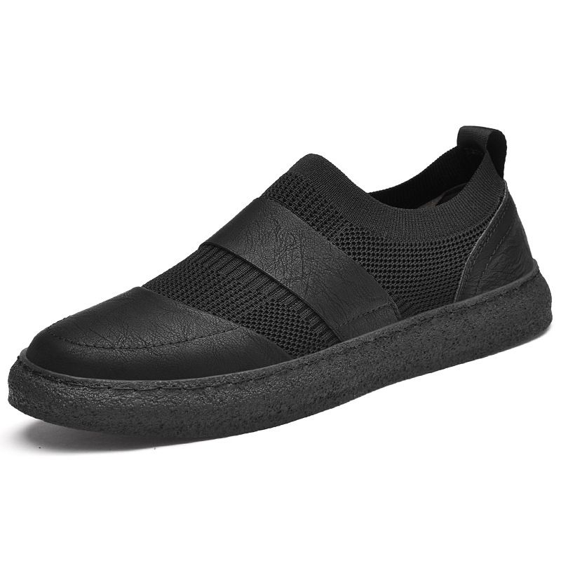 Retro Board Shoes Fly-woven Cowhide Mesh Shoes Comfortable Invisible Inner Height-increasing Mesh Board Shoes_vogvips.com