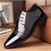 Men's Black Leather Dress Shoes Breathable Oxford Shoes For Business Formal_vogvips.com
