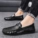 New Crocodile Pattern Loafers Men, Youth Leather Soft Sole Driving Slip-On Lazy Shoes, Casual Shoes For Men_vogvips.com