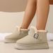 Winter New Belt Buckle Snow Thick-Soled Short Slip-On Warm Fleece-Lined Plus Size Cotton Boots For Women_vogvips.com
