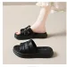 Slippers Women Summer Flat Shoes Female Slides Pantofle Fashion Platform Low Rome Scandals PU Fabric Rubber Hoof 250321_vogvips.com