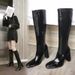 European And American Style Martin For Women 2025 New Square Toe Patent Leather Tube Chunky Over-the-Knee High Heel_vogvips.com