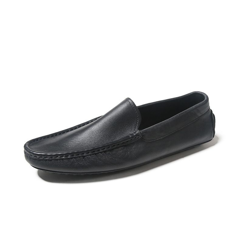 Guangzhou Handmade Loafers Men's Wide Breathable Top Layer Cowhide Casual Slip-On Lazy Shoes Trendy_vogvips.com