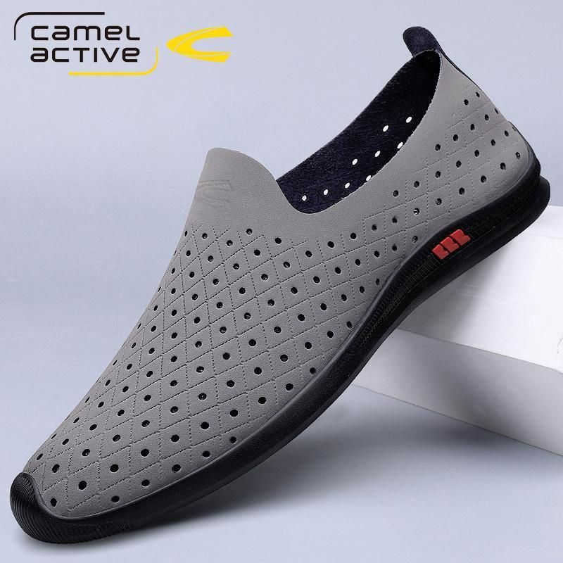 German Camel Dynamic Men's 2024 Summer New Hollow Breathable Genuine Leather Casual Men Comfortable Dad Shoes_vogvips.com