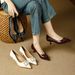 Comfortable Stiletto Slip-on Shoes 2026 Spring New French Style Soft Leather Square Buckle Pointed Toe Mid-heel Shallow Single Sho_vogvips.com
