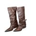 Chunky Heel Pointed Toe Women 2025 New Autumn Winter Black Slouch Long Tube Riding Boots_vogvips.com