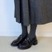 Women's Vintage Thick Heel Leather Camellia Loafers – Waterproof & Comfortable Oxfords For Commute & Dress_vogvips.com