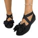 New Summer Black Bowknot Ballet Flats For Cross-Border Sales, Pointed Toe Cross Elastic Strap Soft Sole Casual Shoes_vogvips.com