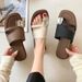 Women's Summer New Fashion Rhinestone One-Strap Slippers, Versatile Outdoor Non-Slip Flat Sandals_vogvips.com