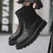 Hot Selling Chelsea Boots Men's Breathable Soft Bottom Cigarette Boots High Top Black Middle Help Tooling Martin Boots Men_vogvips.com