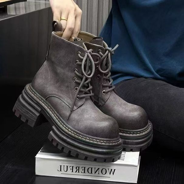 2026 British Style Lace-Up Martin For Women Autumn New Fashion Versatile Thick-Soled Brown Melad Motorcycle Ankle Boots_vogvips.com