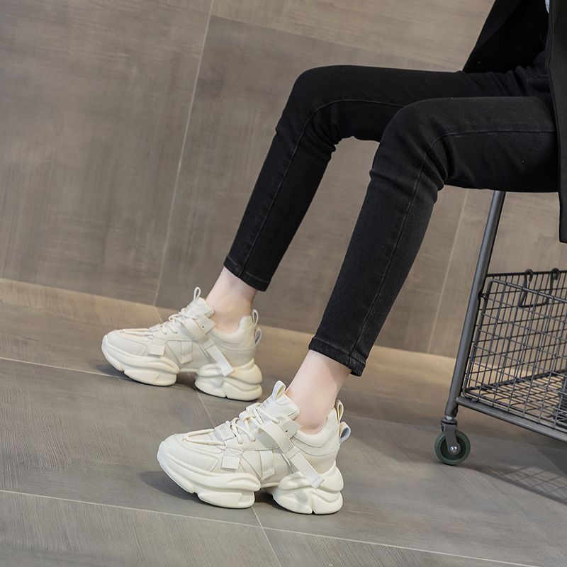 Thick-soled Heightening Shoes Dance Shoes Daddy Shoes Leather Surface Soft Sole Sports Casual Shoes Women_vogvips.com