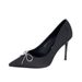 Fashion Sexy Rhinestone Bowknot Stiletto Heels Women 2025 Autumn New Korean Style Pointed Satin High Heel Dress Shoes_vogvips.com