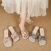 Retro Women's Square Toe Wedge Sandals Mid Heel Slippers Fairy Style Design Gentle Outdoor Use_vogvips.com