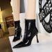 Women's Shoes Fashion Banquet Women's Boots Short Stiletto Heel Super High Heel Pointed Toe Winter Side Zipper Short Boots_vogvips.com
