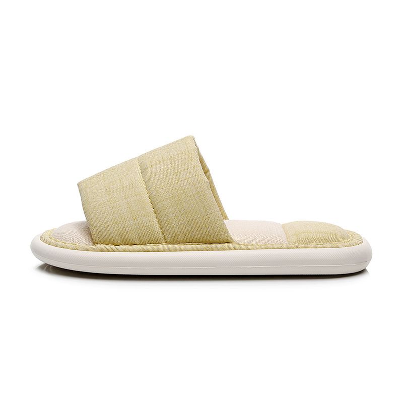 Linen Slippers New Indoor Couple Home Fabric Silent Anti Slip Slippers For Home Use_vogvips.com