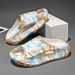 Summer Thick Soled One Line Slipper Home Outdoor Wear, Men's And Women's Cool Slippers, Printed Trendy Sandals, Beach_vogvips.com