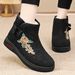 Shoe Winter Outdoor High-top Snow Cold-proof Warm Long Fleece-lined Thickened Women' Veratile Embroidered Cotton_vogvips.com