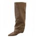 2025 New Black Pointed Pleated Hot Girl Long Wedge Heel Over-the-Knee Straight High Tube Boots_vogvips.com