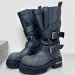 WOMENS MENS VENOM HIGH BOOT IN BLACK Designer Motorcycle Womens 2025 Fashion Calf Leather Upper Paired With Metal Buckle_vogvips.com