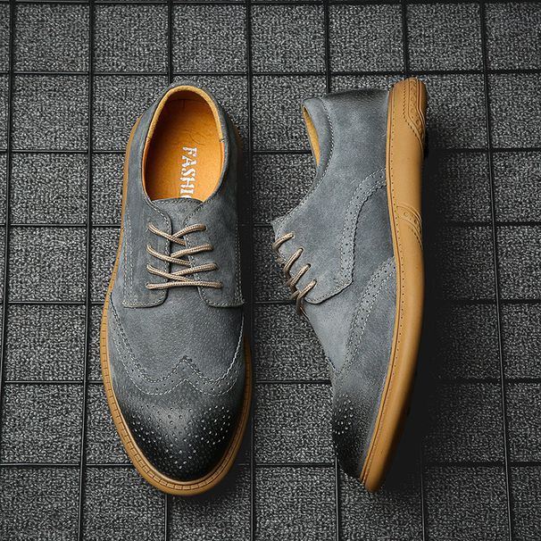 Men's Shoes Brogue Shoes Men's Soft Leather Suede Casual Retro British Work Shoes Size 46 Plus Size Suede Leather Shoes_vogvips.com