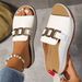 Women's Wedge Heel Thick-Soled 2025 New Model Cross-Border Plus Size Casual Fashion Simple Metal Buckle Peep-Toe Sandals_vogvips.com