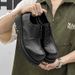 Niche Japanese-Style Large-Toe Derby Shoes For Men, Vintage Casual Leather Loafers, Workwear Style, 15548 Black-J_vogvips.com