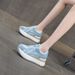 Women's Thick-soled Sports Shoes, 2026 Autumn New Model, Ankara Red, Round Toe, Color-blocking, Casual And Fashionable_vogvips.com