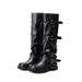 Internet Celebrity Belt Buckle Mid-Calf Pile For Women Spring And Autumn New Western Long Cowboy With Pants Tube Martin_vogvips.com