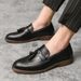 Casual Hairstylist Pointed Toe Korean Men's British Style Large Size Leather Shoes_vogvips.com