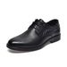 Men's Leather Business Casual 2024 Spring New Cowhide Lace-up Flat Black Professional Work Shoes_vogvips.com