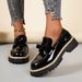 Women's Winter Leather Shoes Low Top Single Bowknot plus Size Platform Style in Stock_vogvips.com