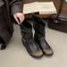 Chunky Heel French Retro Western Cowboy Ankle Boots For Women, New Fall 2026 Collection_vogvips.com