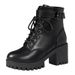 Plus Size 24 Autumn New Lace-up Round Toe Buckle Thick-soled Short For Women British Style Fashion Trendy Martin Boots_vogvips.com